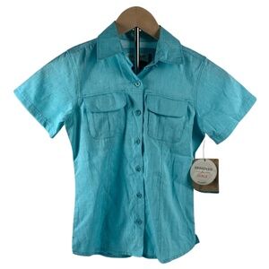 Magellan Outdoors Teal Aransas Pass Shirt Girl's S Teal Fish Gear Outdoor Sporty